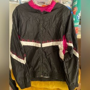 Women’s Vintage 90s Black and Pink Windbreaker Jacket